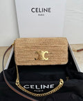 Celine Woven Straw/Crochet Chain-Strap Bag