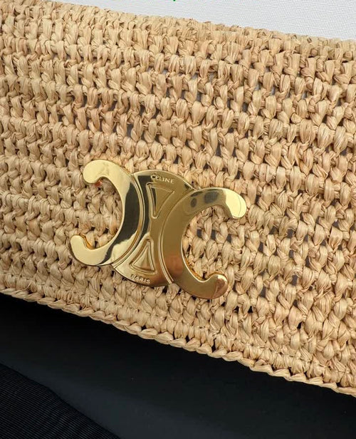 Celine Woven Straw/Crochet Chain-Strap Bag