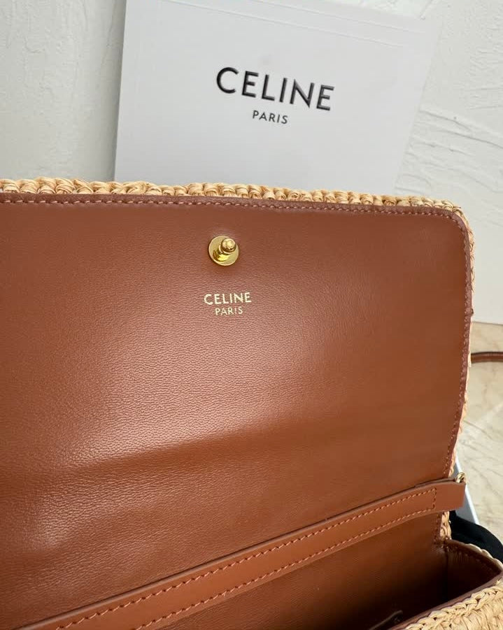Celine Woven Straw/Crochet Chain-Strap Bag