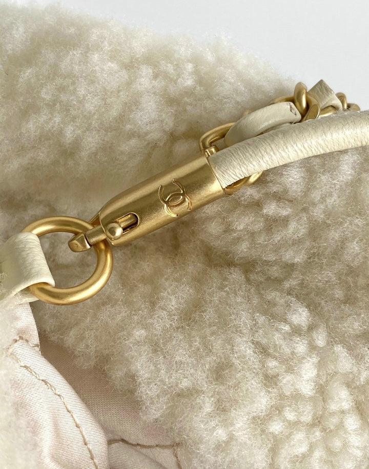 White Chanel Fluffy Chain Bag
